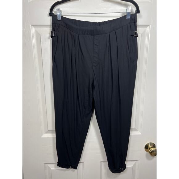 Helmut Lang Black Casual Jogger Pants Ankle Cuff Snap Detail Women's 8 Designer - Picture 1 of 10
